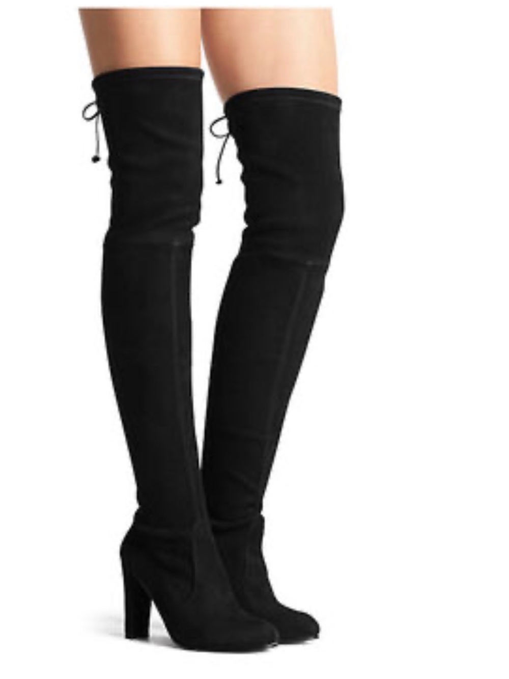 Stuart Weitzman Black Over-the-Knee Suede Heeled Boots - Highland